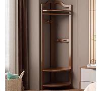 Appendiabiti angolare con ganci - Appendiabiti indipendente con ripiani regolabili, design antiribaltamento, espositore mobile for camera da letto, ingresso o soggiorno(Walnut)