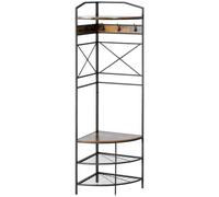 Appendiabiti Angolare da Terra 50x50x183 cm in Legno e Acciaio con Panca e Scarpiera Marrone