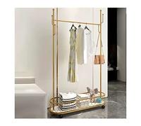 Appendiabiti angolare in metallo con ruote e cesto portaoggetti Organizzatore appendiabiti autoportante per ingresso Soggiorno Camera da letto Home Office (Color : Gold, Size : 60 * 32 * 175cm) (Gold