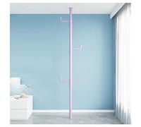 Appendiabiti angolare regolabile a 3 ripiani, dal pavimento al soffitto, con barra di tensione, robusto, appendiabiti per soggiorno, balcone e camera da letto (nero, 3 livelli)