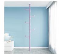 Appendiabiti angolare regolabile a 5 ripiani, dal pavimento al soffitto, con asta di tensione, resistente, per soggiorno, balcone e camera da letto, colore: nero