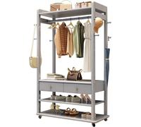 Appendiabiti appendiabiti in legno appendiabiti autoportante con scarpiera con ganci organizer mensole ingresso mantello stand per corridoio, camera da letto, ufficio, appendiabiti B 100