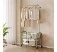 Appendiabiti arrotolabile 90 cm con scarpiera verde multifunzionale per camera da letto o armadio, perfetto per scarpe e accessori