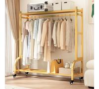 Appendiabiti arrotolabile con doppio ripiano, appendiabiti salvaspazio, in acciaio al carbonio, giallo, 100 cm, perfetto per casa e ufficio