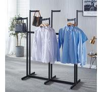 Appendiabiti - Asta Guardaroba, Appendiabitis A 6 Vie Per Carichi Pesanti, Appendiabiti In Metallo Da Terra, Appendiabitis Sospeso Per Vendita Al Dettaglio Con Sollevamento Regolabile(Black)