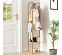 Appendiabiti Attaccapanni da Terra: Stand Appendiabiti Camera da Letto in Bambu Appendiabiti con Ripiani Appendiabiti da Terra Salvaspazio Ingresso Servo Muto Specifiche:Tipo: Appendiabiti e cappellie
