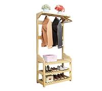 Appendiabiti autoportante a specchio con ripiano per scarpe, cappelli e accessoriElegante organizer da ingresso di facile accesso, 60 x 35 x 170 cm, finitura lucida per camera da letto e corridoio.
