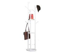 Appendiabiti autoportante con 9 ganci e 2 ripiani, design in ferro, bianco, elegante soluzione per riporre cappotti, cappelli e accessori (33 x 170 cm)