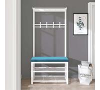 Appendiabiti autoportante con panca scarpiera, ripiani e ganci per riporre e organizzare l'ingresso