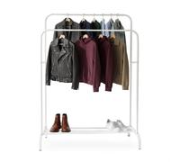 Appendiabiti con Doppia Asta in Metallo Bianco con Ripiano Porta Scarpe