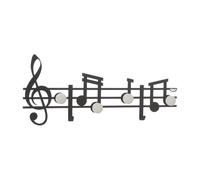 Appendiabiti con note musicali Musica in metallo, 70x30h, colore Nero Goffrato nero goffrato
