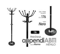 APPENDIABITI CON PIANTANA BASE IN MARMO STRUTTURA IN METALLO NERO Cm 176