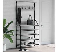 Appendiabiti con Porta Scarpe Grigio Sonoma 90x34x184 cm