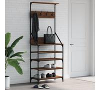 Appendiabiti con Porta Scarpe Rovere Marrone 70x34x184 cm
