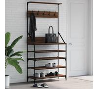 Appendiabiti con Porta Scarpe Rovere Marrone 90x34x184 cm