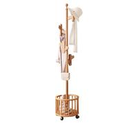 GIZNXBA Appendiabiti con Portaombrelli, Attaccapanni da Terra con Portaombrelli, Attaccapanni Ingresso con 10 Ganci, Appendiabiti da Terra in Legno per Giacche E Borse (Color : Natural)