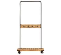 Appendiabiti con Ruote 90x35x190cm Legno Massello Mango e Ferro