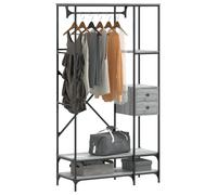 Appendiabiti con Scaffali Grigio Sonoma in Legno Multistrato