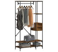 Appendiabiti con Scaffali Rovere Fumo in Legno Multistrato