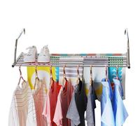 Appendiabiti da balcone - Stand da parete allungabile, stendibiancheria pieghevole | Asta in acciaio multilivello con gancio per appendere calze, camicie, asciugamani e scarpe, scaffale compatto per