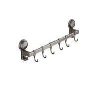 Appendiabiti da cucina per pentole e padelle, guida in alluminio da parete con ganci a S scorrevoli, organizer salvaspazio per piccole cucine, grigio (30 cm)