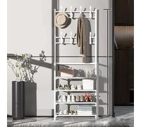 Appendiabiti da ingresso 3 in 1 con 4/5 livelli, versatile scarpiera portatile con panca per scarpe e ripiano a 8 cubi per la casa