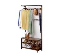 Appendiabiti da ingresso 3 in 1 con panchina in legno massello appendiabiti e ripiano portaoggetti, autoportante, elegante arredamento da ingresso per casa, fango, atrio