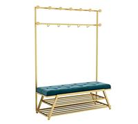 Appendiabiti da ingresso con panca e ganci, scarpiera a 2 ripiani per corridoio, soggiorno, camera da letto, soluzione elegante per la decorazione della casa