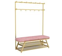 Appendiabiti da ingresso con panca e ganci, scarpiera a 2 ripiani, per corridoio, soggiorno, camera da letto, elegante arredamento per la casa