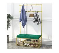 Appendiabiti da ingresso con panca per scarpe e ripiani in ferro con ganci per abbigliamento e scarpe, facile da montare per la casa camera da letto nization
