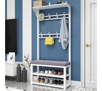 Appendiabiti da Ingresso con Panca per Scarpe, Robusto attaccapanni e Borsa portaoggetti, Organizer da Ingresso da 80 cm con Ganci Appendiabiti e Panca per Scarpe, Perfetto per casa e corrid