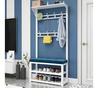 Appendiabiti da Ingresso con Panca portascarpe e Appendiabiti, Robusta Panca portaoggetti con Ganci e Borsa in Tessuto, Perfetta per organizzare Scarpe e Cappotti nel corridoio di casa