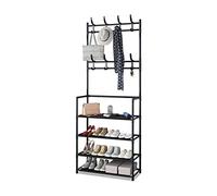 Appendiabiti da ingresso con scarpiera a 4 ripiani, multifunzionale, salvaspazio, per scarpe, 80 cm, soluzione per riporre le scarpe.