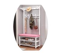 Appendiabiti da ingresso industriale con panca per scarpe, struttura in metallo, con ganci, colore bianco, facile da montare, 60 x 33 x 172 cm, perfetto per la casa nization