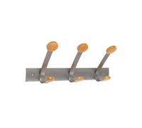 Appendiabiti da muro - 3 posti - 45 x 11,2 x 17,5 cm - metallo/legno - grigio me