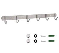 Appendiabiti da Muro Attaccapanni Montato da Parete Acciaio Inox Ganci Appendi Accappatoio Gancio per Ingresso Cucina Porta Stanza Corridoio, 6 Ganci