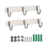 Appendiabiti da Muro Attaccapanni Montato da Parete Acciaio Inox Ganci Appendi Accappatoio Gancio per Ingresso Cucina Porta Stanza Corridoio, 3 Ganci/Paquet de 2