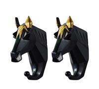 Appendiabiti Da Parete,2 Pezzi,Gancio In Resina Creativa,Decorazione Da Parete Di Animali,Testa Di Cervo Senza Gancio Per Foratura,Decorazione Da Parete A Parete,Gancio Per Porta(Cavallo Nero+Oro)