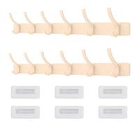 Appendiabiti da parete, 2 pezzi in metallo con 6 ganci, 46 x 3,3 cm, gancio da parete resistente, per appendere cappelli, vestiti, vestiti, chiavi, zaino, ingresso (bianco)