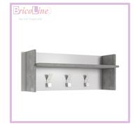 Terraneo Pannello appendiabiti a muro con ripiano e 3 ganci Bianco/Cemento 90x29x34 cm