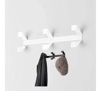 Appendiabiti da parete 3 posti semplice e colorato SAM, Dimensioni 45x5xh 12 cm Si portata max 5Kg metallo da attaccare a muro Bianco RAL 9003 liscio bianco