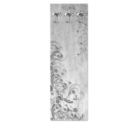 Appendiabiti da parete 46x125 Flowers Grey con stampa, attaccapanni con 5 ganci