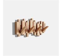 Appendiabiti da Parete Appendiabiti Pieghevole in Legno Appendiabiti da Parete Multi-Rack Opera d'Arte in Legno Naturale Massello Fatto A Mano con 5 Ganci Moderni Unici Ribaltabili, 4 Hooks