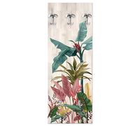 Lupia - Appendiabiti da Parete Banana Leaves, Design Unico Salvaspazio, 5 Ganci Inclusi, Facile Montaggio, Adatto a Tutti Gli Ambienti, 46x125 cm, Legno, Made in Italy, Beige