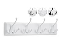 Appendiabiti Da Parete Bianco - 4 Ganci Tripli - 42 Cm - Attaccapanni Da Muro Mo