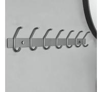 Appendiabiti da parete con 7 ganci doppi resistenti e impermeabili, in metallo, per ingresso, cucina, bagno, camera da letto, elegante design grigio