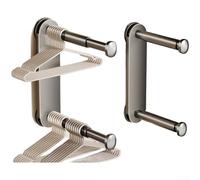 Appendiabiti da parete con ventosa, regolabile, telescopico, in acciaio al carbonio, per bagno, camera da letto, balcone, senza fori (2 grigi)