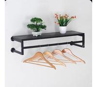 Appendiabiti da parete - Espositore salvaspazio in ferro con asta per appendere e mensola sospesa per riporre indumenti, cappotti e accessori, soluzione elegante per la casa