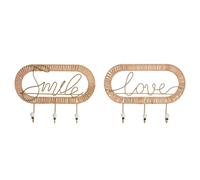 Appendiabiti da parete Home ESPRIT Dorato Naturale Metallo Rattan 40 x 6,4 x