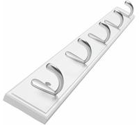 Appendiabiti da parete in bambù bianco, per camera da letto, bagno e decorazione della casa (5 ganci), soluzione elegante e funzionale